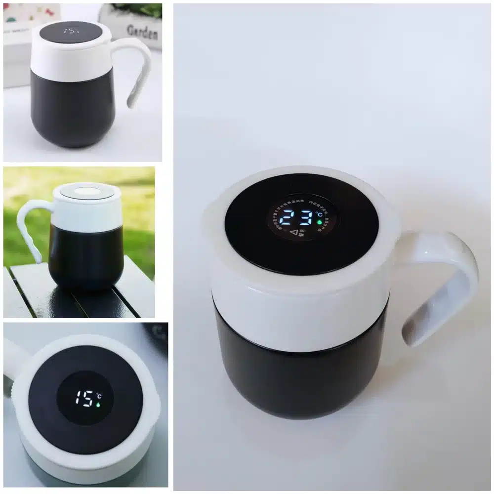 Temperature Display Coffee Mug With Handle – Black Color