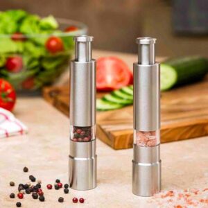 Hand Pressing Stainless Steel Made Rock Salt & Pepper Grinder