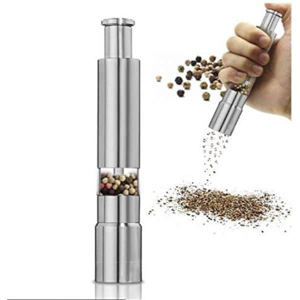 Hand Pressing Stainless Steel Made Rock Salt & Pepper Grinder